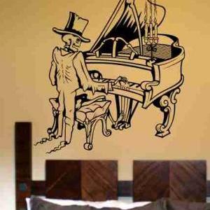 Skeleton Version 102 Playing Piano Wall Vinyl..