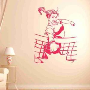 Volleyball Girl Spiking Ball Vinyl Wall Decal..