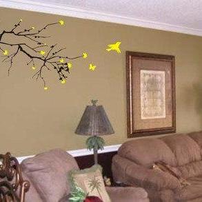 Hummingbirds And Tree Branch Wall Decal Sticker