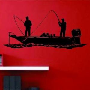 Bass Fishermen on a Boat Decal Deca..