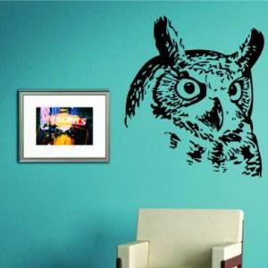 Owl Head Sticker Wall Decal Animal Bird Art..