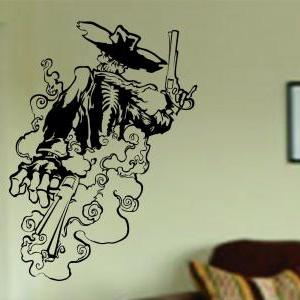 Cowboy Skeleton Wall Vinyl Decal Sticker Art..