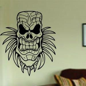 Tiki Skull Decal Sticker Wall Mural..