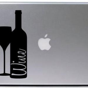 Wine Bottle and Glass Decal Sticker..
