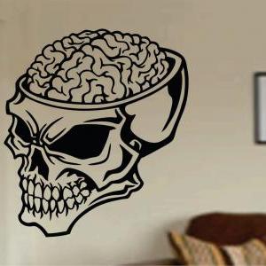 Zombie Brain Skull Wall Vinyl Decal Sticker Art..