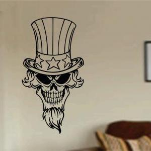 Patriotic Skull Wall Vinyl Decal St..