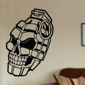 Grenade Skull Decal Sticker Wall Vinyl Kids Army..