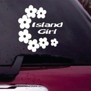 Island Girl With Flowers Decal Sticker Vinyl Decal..