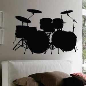 Drum Set Wall Mural Decal Sticker Music Drums..