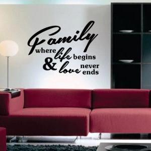 Wall Decal Quotes - Family Where Life Begins Quote..