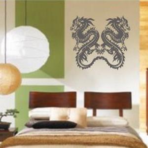 Twin Tribal Dragons Wall Decal Stic..