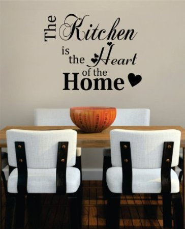 Wall Decal Quotes - Kitchen Heart Of The Home Dining Room Restaurant Wall Graphic Art