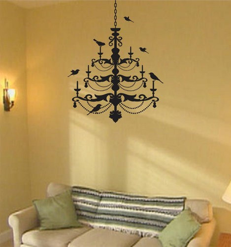 Crystal Chandelier with Birds Wall Decal Sticker