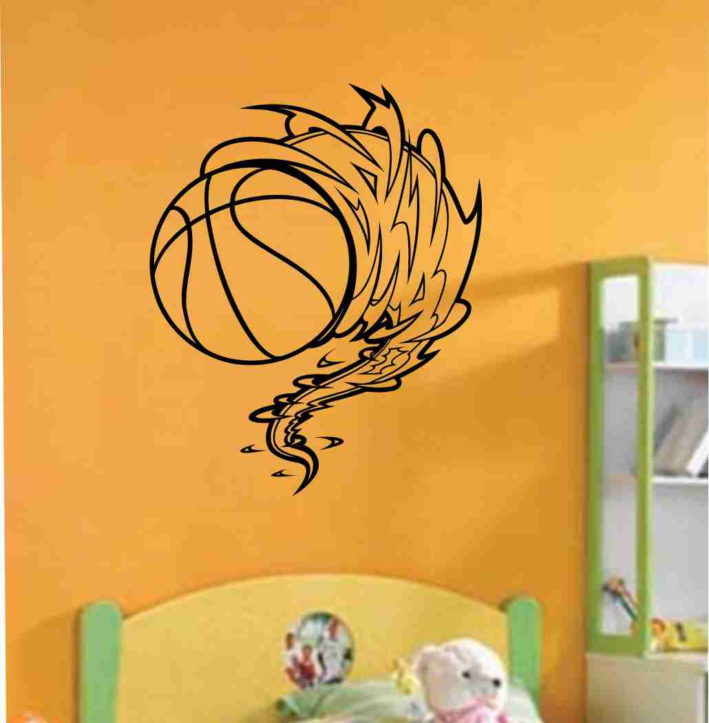 Basketball Cyclone Vinyl Decal Sticker Wall Art Graphic Kids Room Sports Nursery