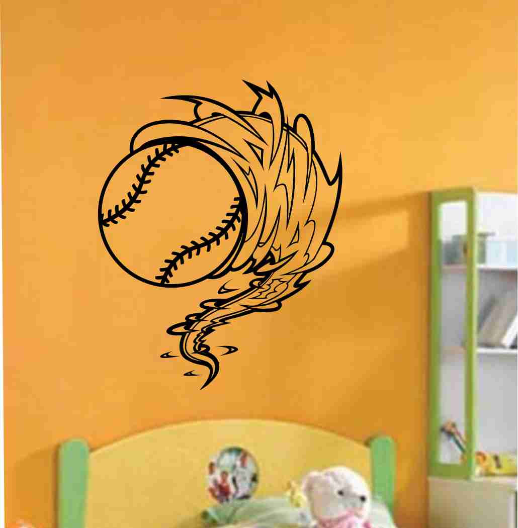 Baseball Cyclone Vinyl Decal Sticker Wall Art Graphic Kids Room Sports Nursery