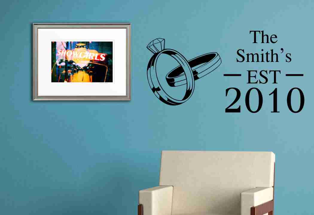 Custom Family Established With Rings Wall Decal Sticker Art Graphic