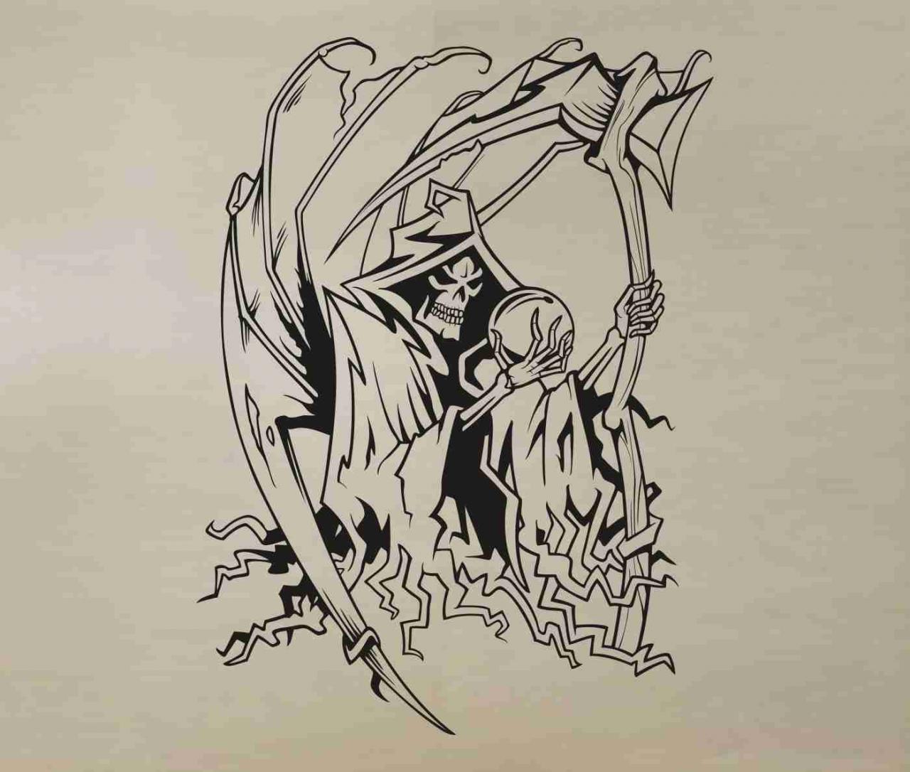 Skull Version 129 Bones Grim Reaper Wall Vinyl Decal Sticker Art Graphic Sticker Skulls