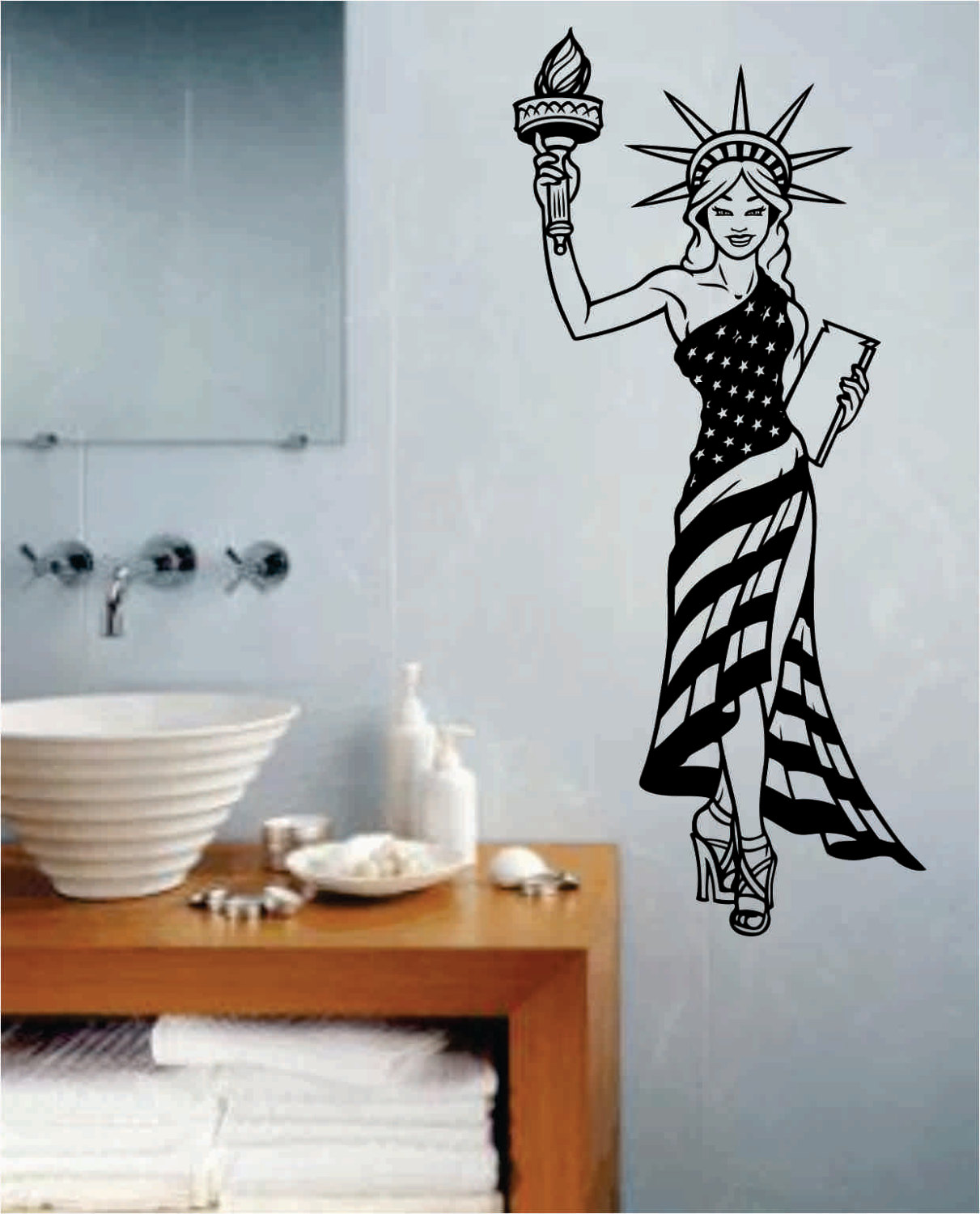 Statue of Liberty Pin Up Girl Wall Decal Sticker Art Graphic