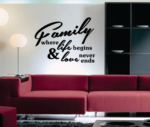 Wall Decal Quotes - Family Where Life Begins Version 101 Quote Decal Sticker Wall
