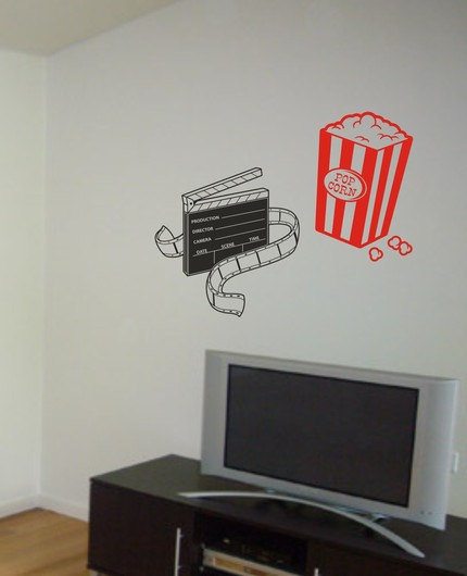 Movie Clipboard And Popcorn Decal Sticker Wall
