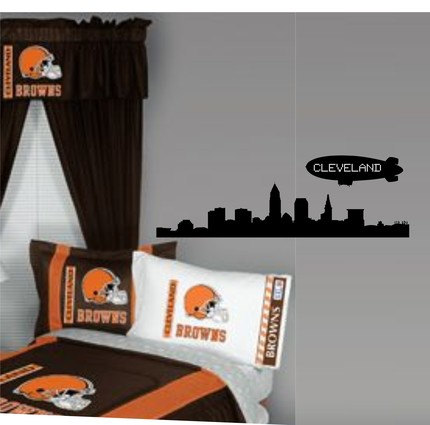 Cleveland City Skyline With Blimp Decal Sticker Wall