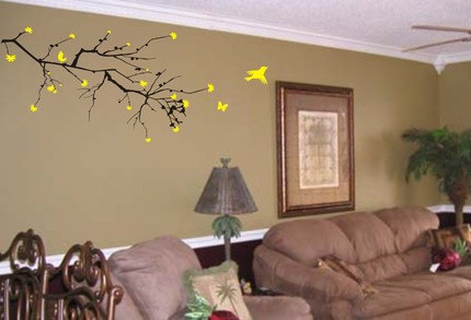 Hummingbirds and Tree Branch Wall Decal Sticker