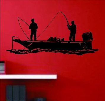 Bass Fishermen on a Boat Decal Decal Sticker Wall