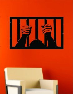 Man in Jail Decal Sticker Wall Art Graphic