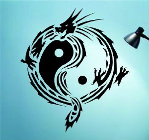 Tribal Yin Yang Dragon Version 3 Decal Sticker Wall Art Graphic