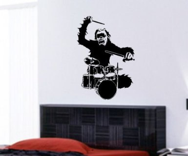 Monkey Drummer Wall Mural Decal Sticker Music