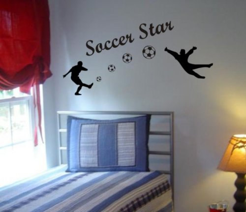 Soccer Players Shooting Goal Decal Sticker Wall