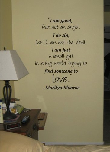 Wall Decal Quotes - Marilyn Monroe I Am Good But Not An Angel Quote Decal Sticker Wall