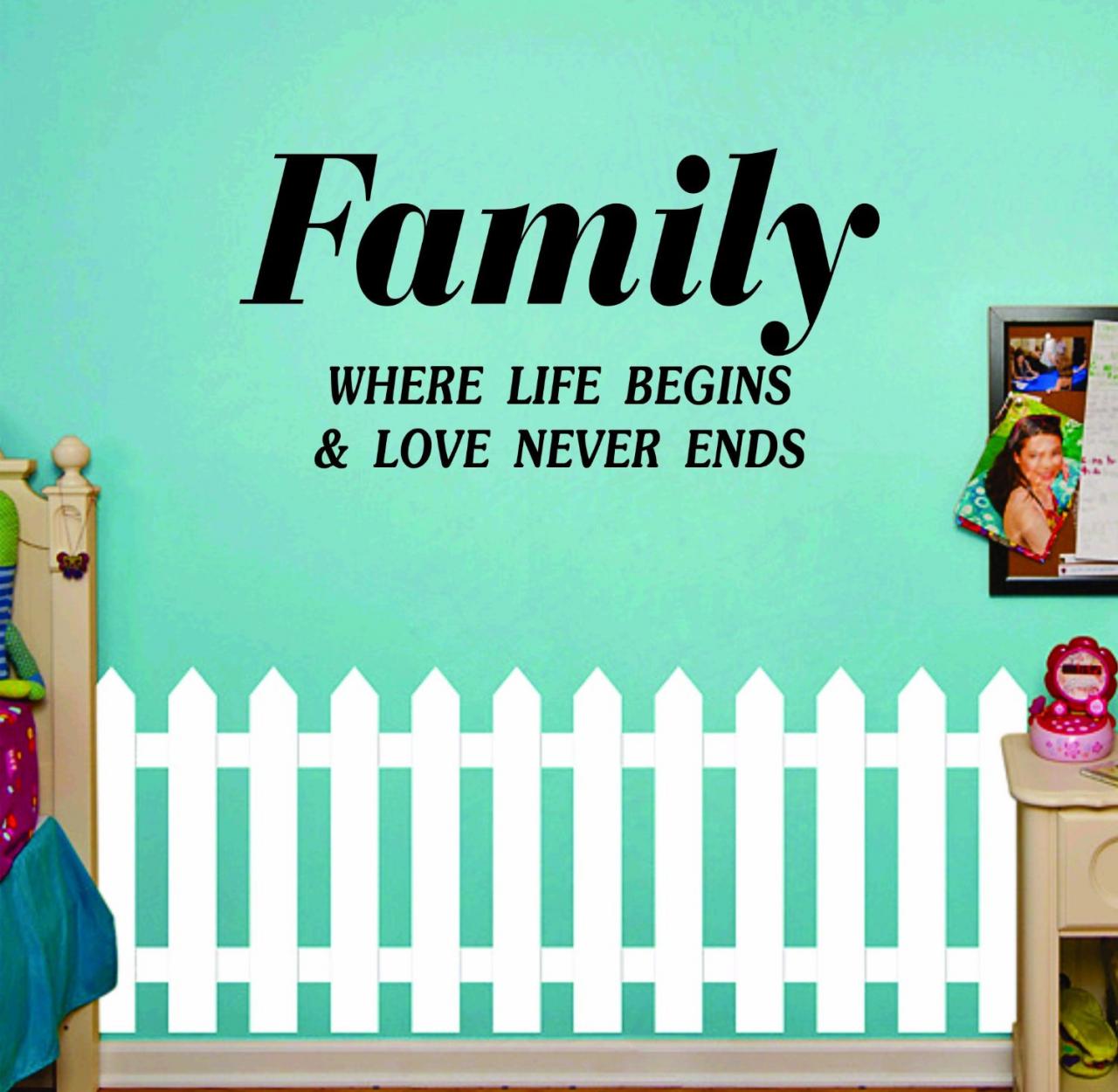 Wall Decal Quotes - Family Where Life Begins Quote Decal Sticker Wall