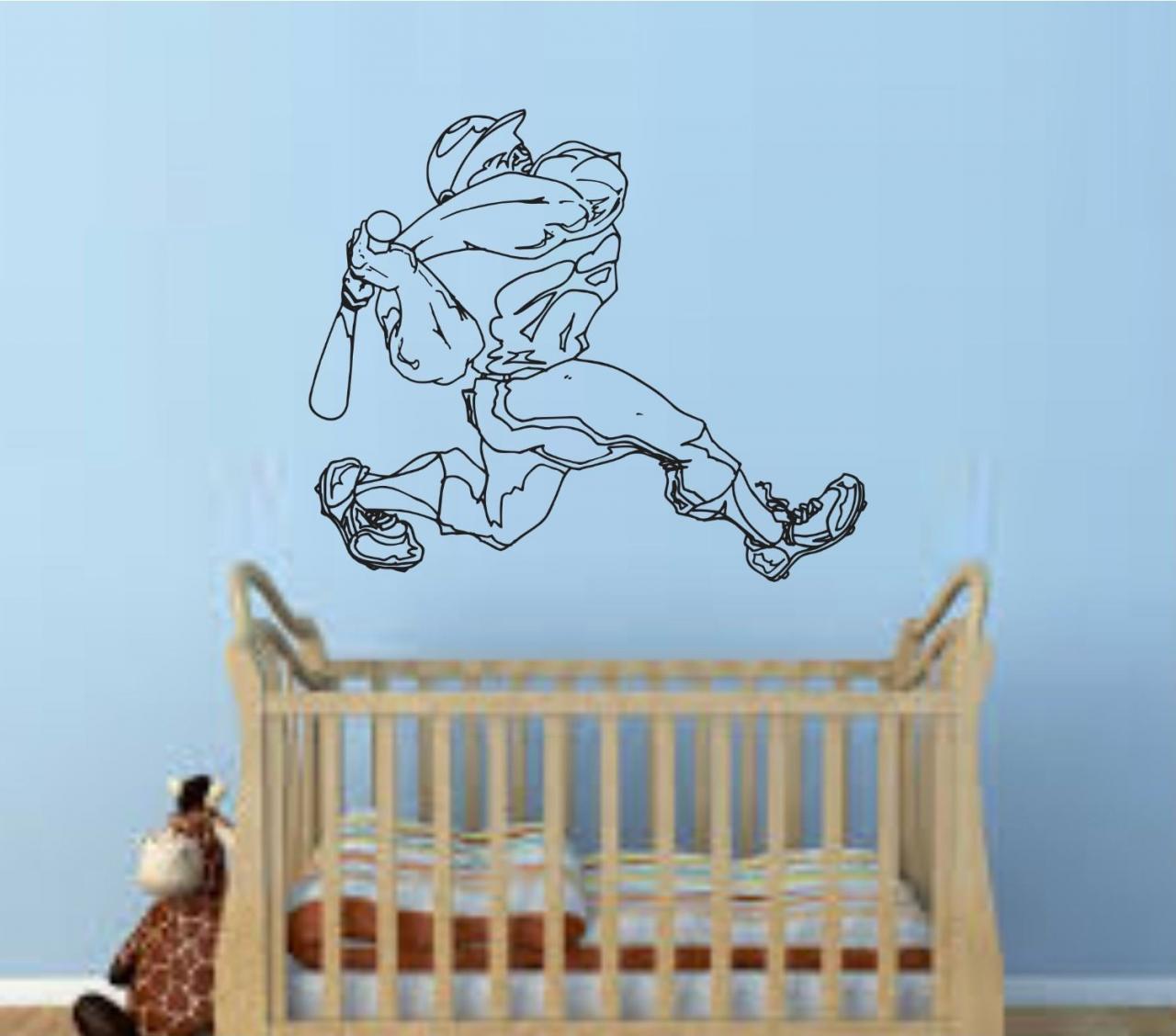 Baseball Player Version 108 Wall Vinyl Wall Decal Sticker Art Sports Kid Children Ball Nursery Boy Teen Homerun