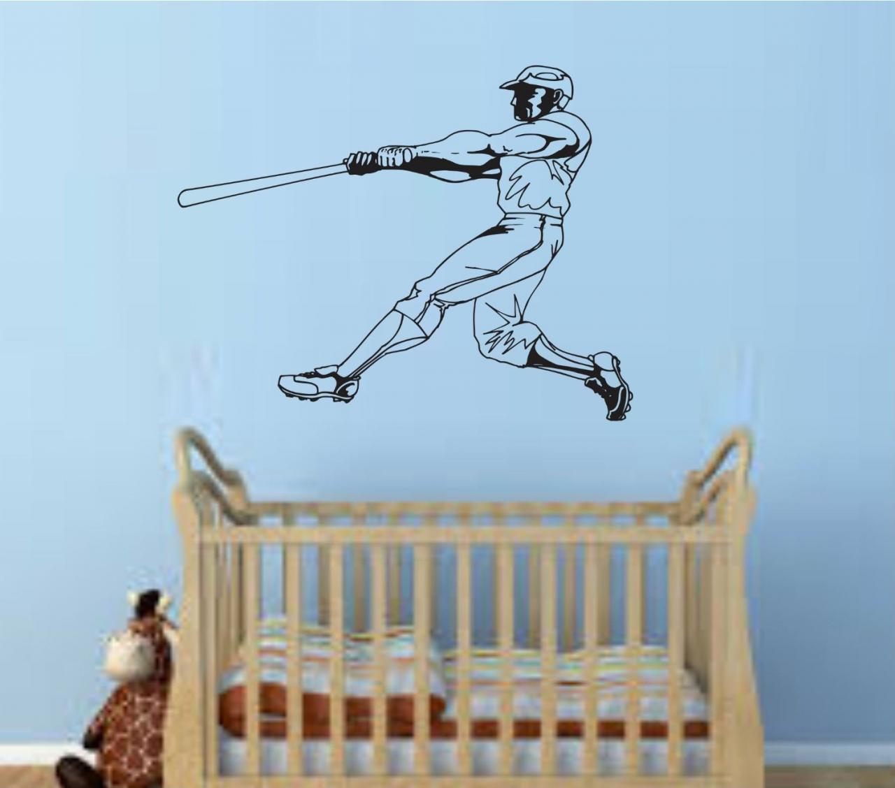Baseball Player Version 106 Wall Vinyl Wall Decal Sticker Art Sports Kid Children Ball Nursery Boy Teen Homerun