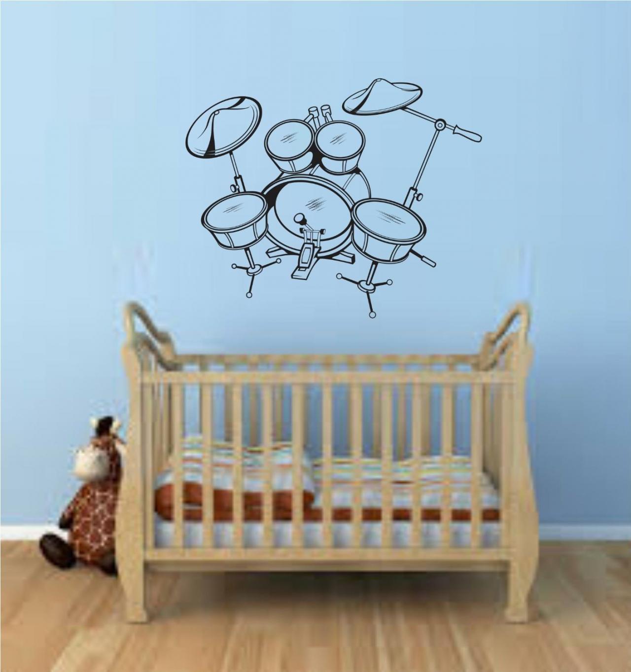 Drum SET Version 106 Wall Mural Decal Sticker Music Drums Drummer Band Drumstick Percussion I