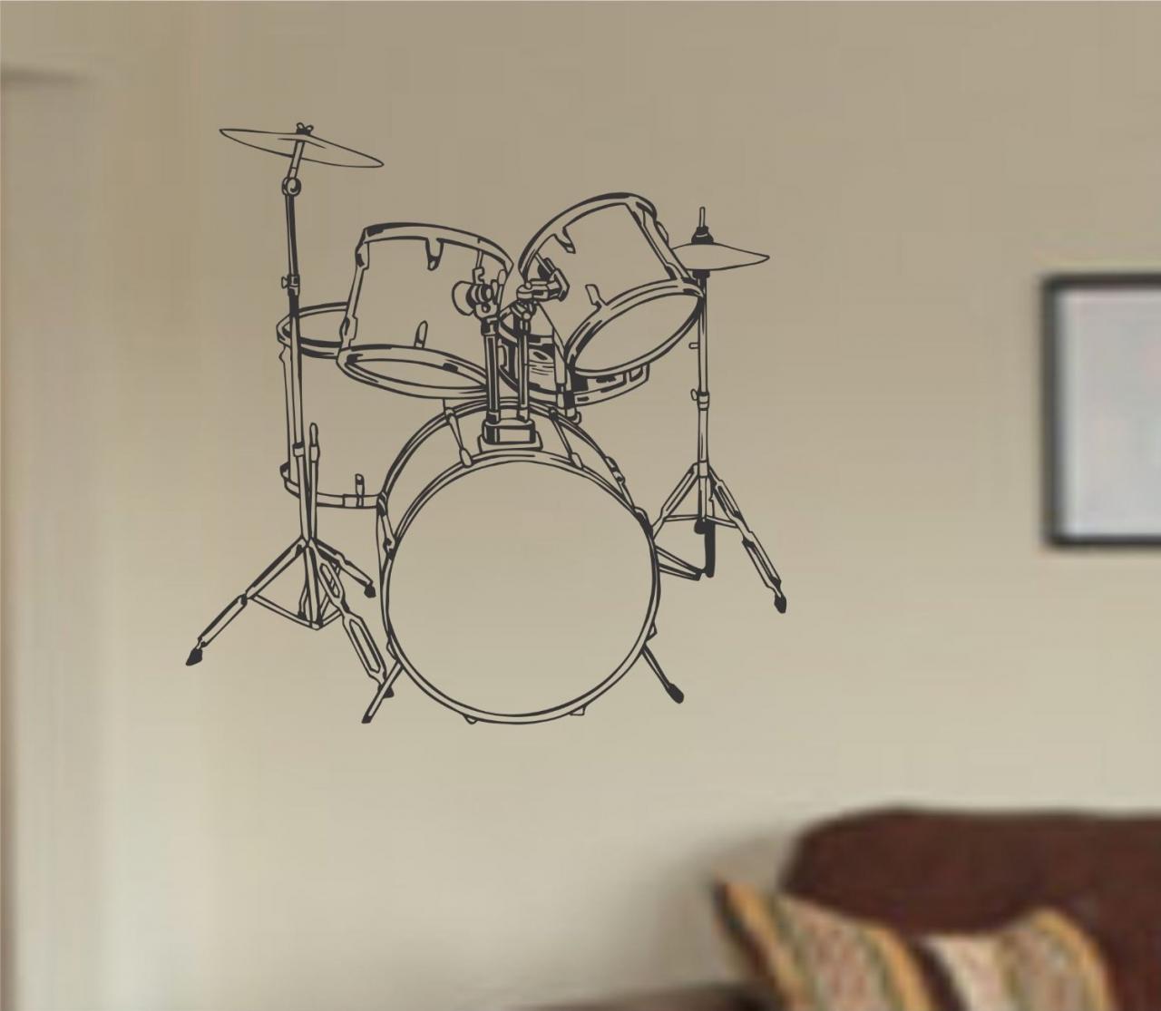 Drum Set Version 105 Wall Mural Decal Sticker Music Drums Drummer Band Drumstick Percussion I