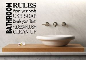 Wall Decal Quotes - Bathroom Rules Decal Sticker Wall Art Graphic Room