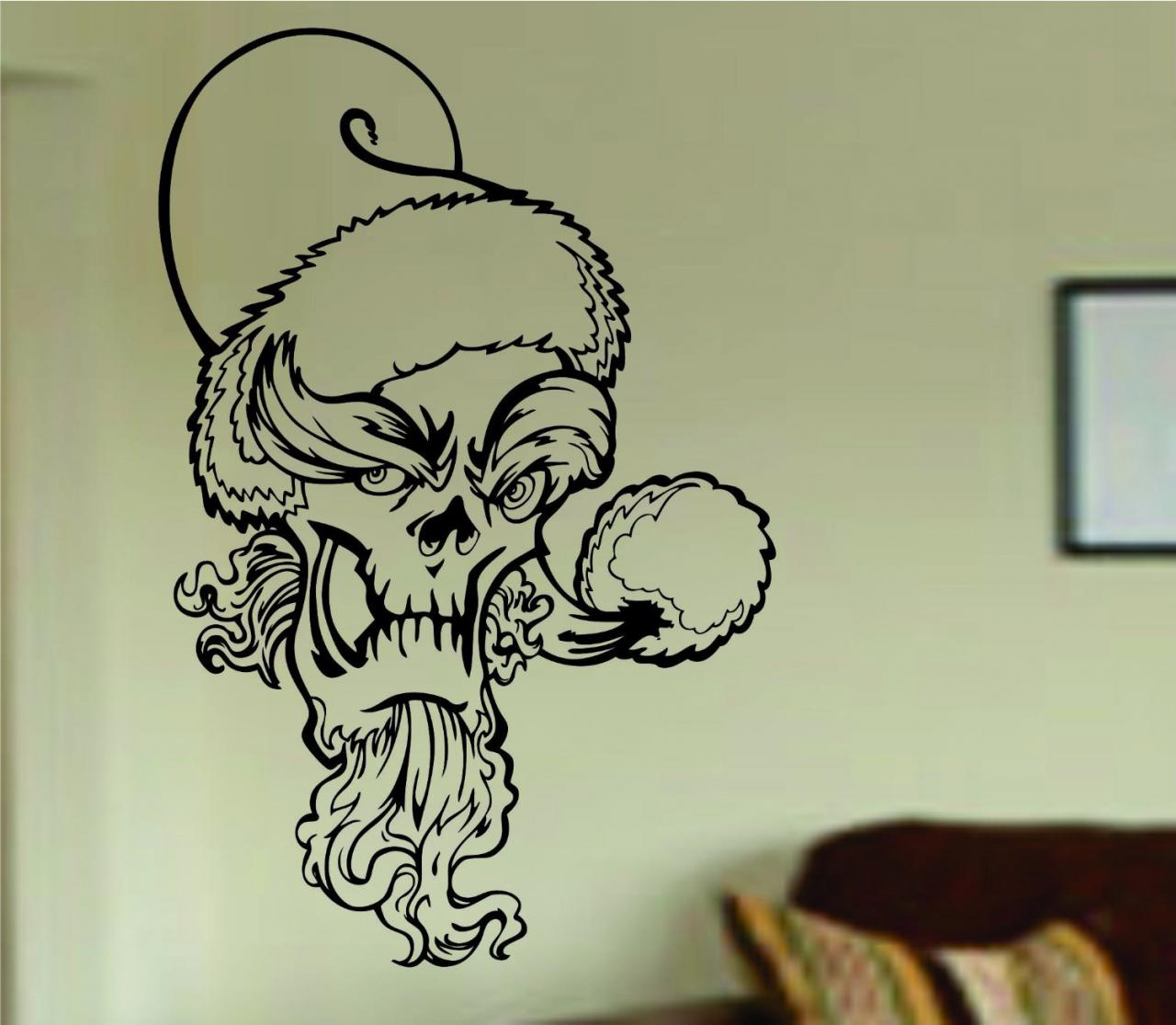Grinch Skull Wall Vinyl Decal Sticker Art Graphic Sticker Sugar Skull