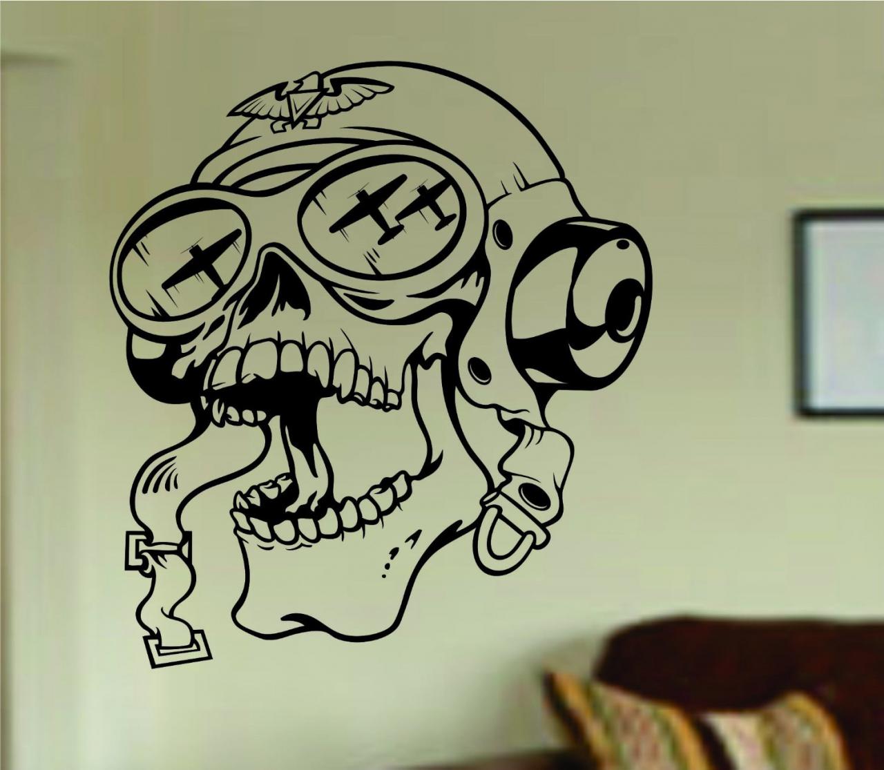 Pilot Skull Wall Vinyl Decal Sticker Art Graphic Sticker Sugar