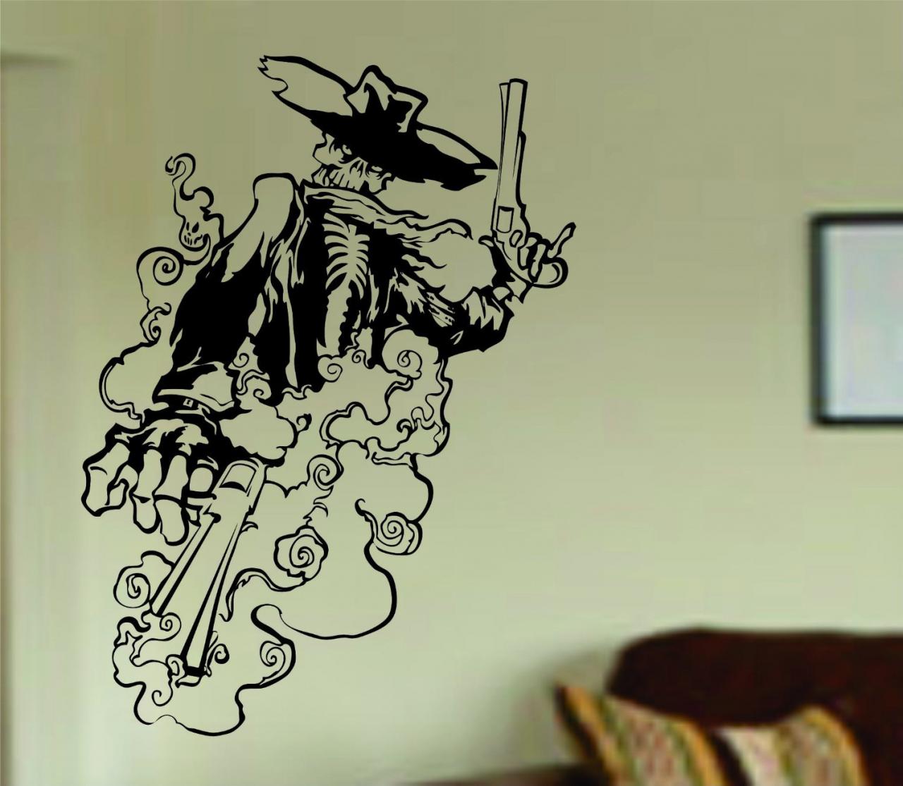 Cowboy Skeleton Wall Vinyl Decal Sticker Art Graphic Sticker Sugar Skull Western Rodeo Cowboys