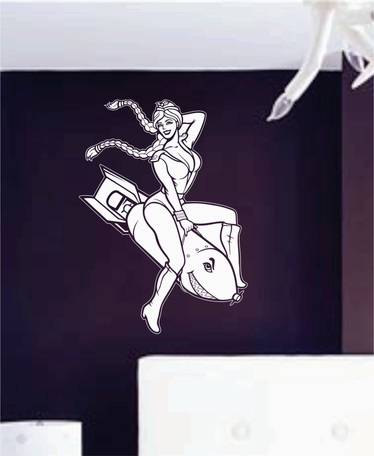 White Pin Up Girl On Bomb Wall Vinyl Decal Sticker Art Graphic Stickers