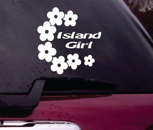 Island Girl With Flowers Decal Sticker Vinyl Decal Sticker Art Graphic Stickers Laptop Car Window