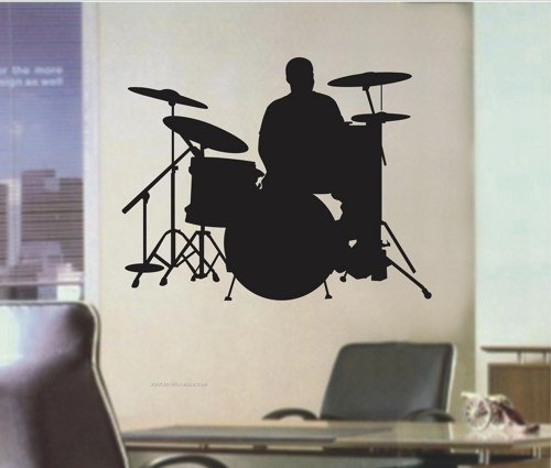Drummer Wall Decal Sticker Teen Room Decor Drum Drums Drumset Band Music