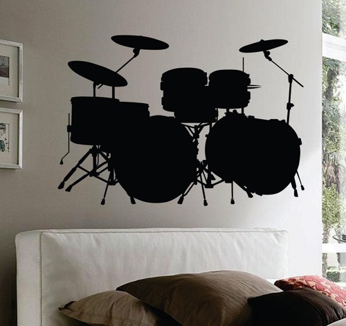 Drum Set Wall Mural Decal Sticker Music Drums Drummer Item 101