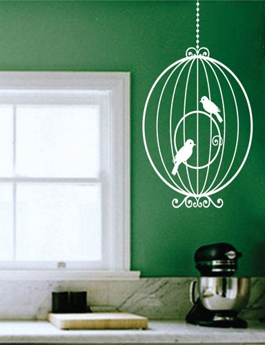 Birdcage With Birds Wall Mural Decal Sticker Vinyl Version 1