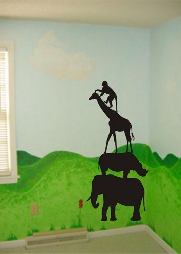Stacked Safari Animals Sticker Wall Decal Baby Boy Girl Room Nursery