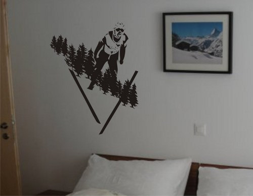 Skier Jumping Wall Decal Sticker Art Graphic Ski Snow X Games Olympics Extreme