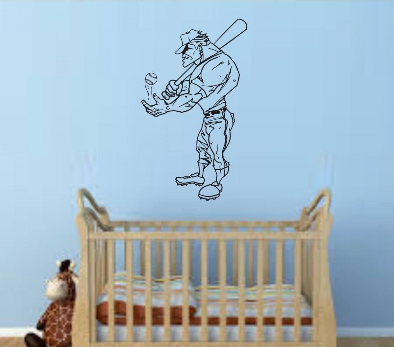 Baseball Player Version 107 Wall Vinyl Wall Decal Sticker Art Sports Kid Children Ball Nursery Boy Teen Homerun