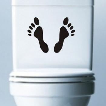 Footprints Decal Sticker Wall Toilet Laptop Funny Art Graphic